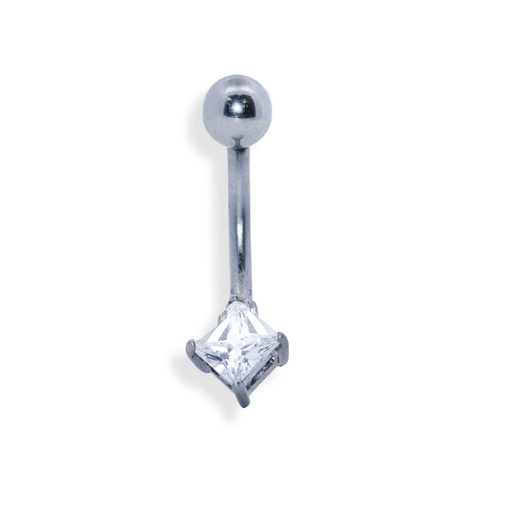 [S-BNC108-1.6-10-5-CC] Steel 316L Belly Button Banana in Fashion Design -CC Crystal Clear -14GA(1.6mm)