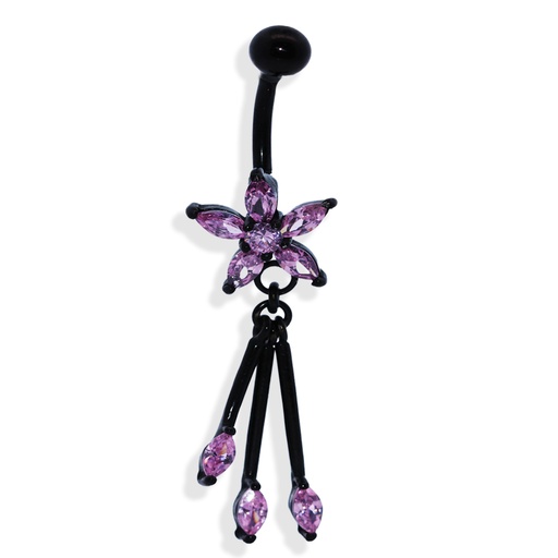 [BKS-BDC457-1.6-10-5-LR] Steel 316L Black PVD Titanium Coated Belly Button Banana in Fashion Design - 14GA (1.6mm)