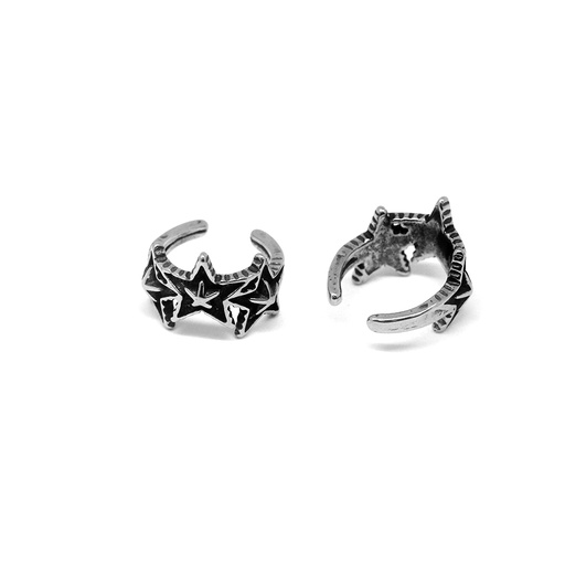 [S-CUF03-10] Steel 316L Non-Piercing Ear Cuff Vintage Triple Star Design