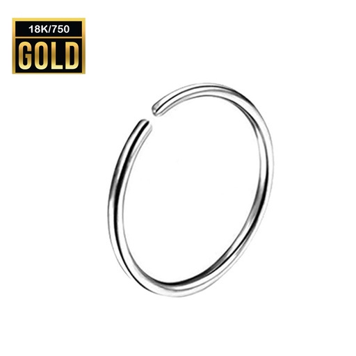 18K Real White Gold Nose Ring - 20GA(0.8mm) 