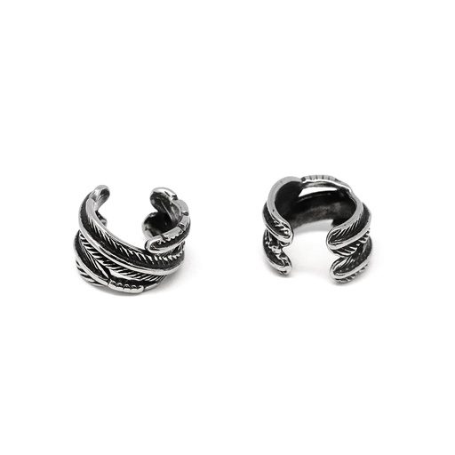 [S-CUF07-10] Steel 316L Non-Piercing Ear Cuff Vintage wrap Feather Design