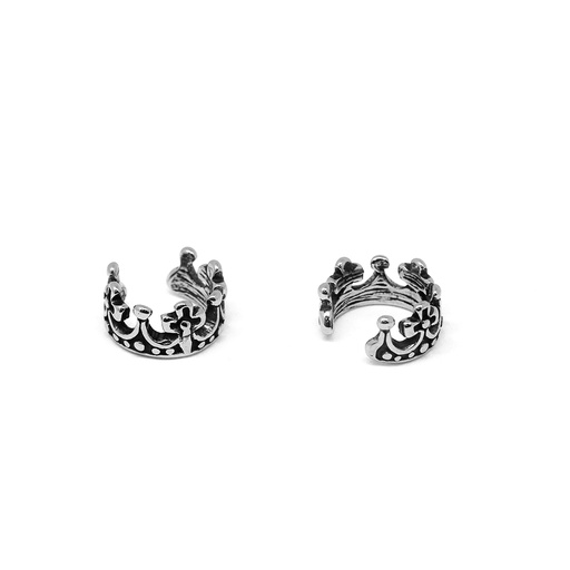 [S-CUF10-9] Steel 316L Non-Piercing Ear Cuff Vintage Crown Design