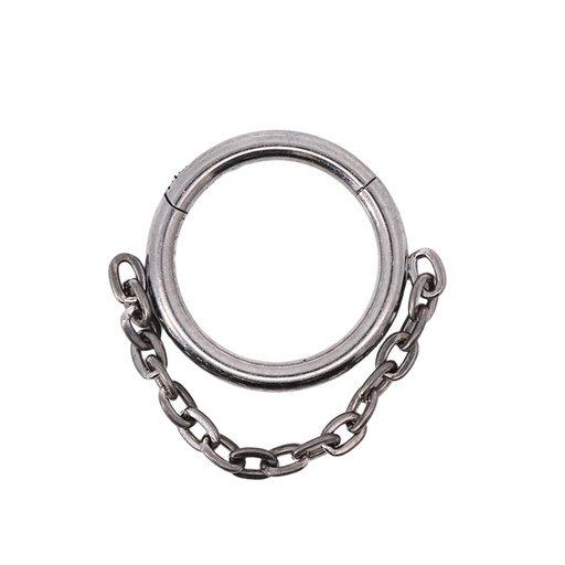 [T-SGM333-1.2-8] ASTM F136 Titanium G23 Hinged Segment Ring With Chain Dangle