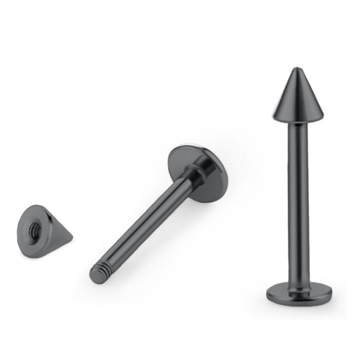 Steel 316L Black Ti-PVD  Coated Labret with Cone - 14GA(1.6mm)