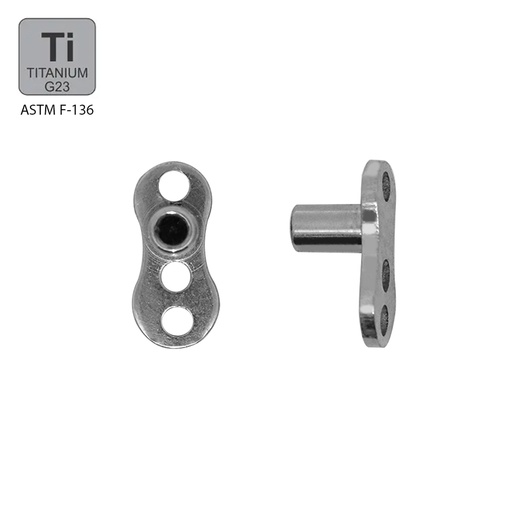 Titanium G23/ASTM F-136 Dermal  Anchor only Base Plate with Three Holes (3 x 6mm) - 14GA(1.6mm)
