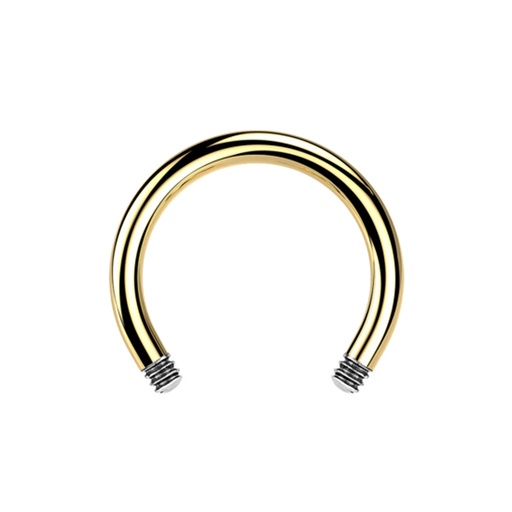 Steel 316L Gold Ti-PVD Coated Circular Barbells without Screwballs - 18GA(1.0mm)  