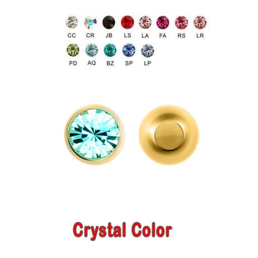 Steel 316L Gold Ti-PVD Coated Setted Crystal Clip-in Ball in Different Sizes