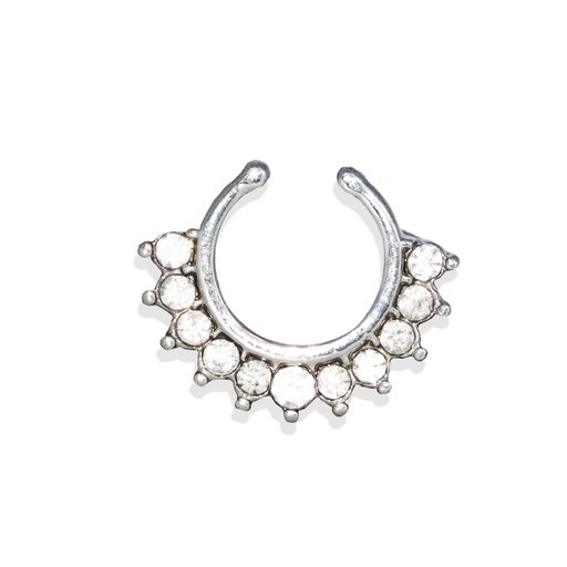 [B-SPT39] Brass White Rhodium Plated Clip-on septum Ring in Fashion Design 