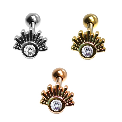 Steel 316L Barbell in Fashion Design with Crystals - CC Crystal Clear