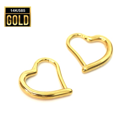 14K Real Gold Heart Design Hinged Segment Ring Clicker 