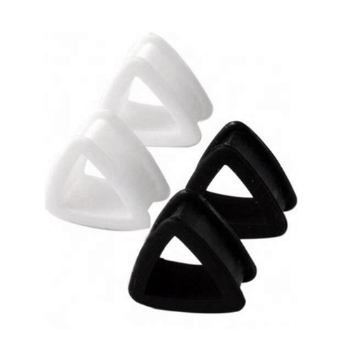  Silicone Hollow Rounded Triangle Ear Tunnel Plugs  Expanders Black and White 