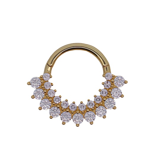 [GG-SGM259-1.2-8-SD]  14K Real Gold Segment Ring Clicker Synthetic Diamond - 16GA(1.2mm) 