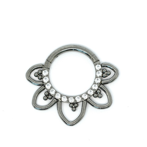 [T-SGM484-1.2-8-CZ] ASTM F136 Titanium G23 Cubic Zirconia Paved Face  Hinged Segment Ring Clicker