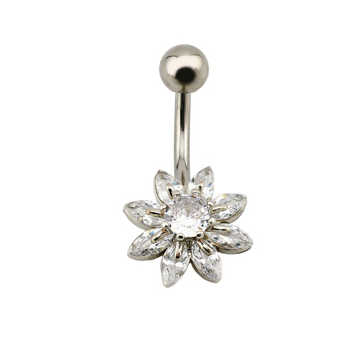 [S-BNC272-1.6-10-5] Steel 316L Belly Button Banana in Fashion Design - CC Crystal Clear -14GA(1.6mm)  