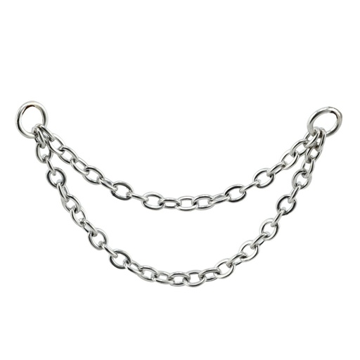 Titanium G23/ASTM F-136 White Gold Ti-PVD Coated Double Connector Chain 
