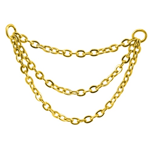 Titanium G23/ASTM F-136 Gold Ti-PVD Coated Triple Connector Chain 