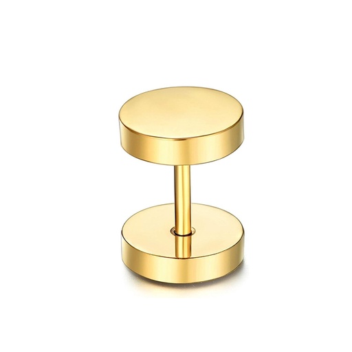 Steel 316L Gold Ti-PVD Coated Ear Fake Plug with Disc Thickness 2.5mm - 16GA(1.2mm) 