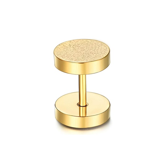 [GDSS-EFP18-1.2-6-4/4] Steel 316L Gold Ti-PVD Coated Ear Fake Plug with Sandblasted Disc Thickness 2.5mm - 16GA(1.2mm)  