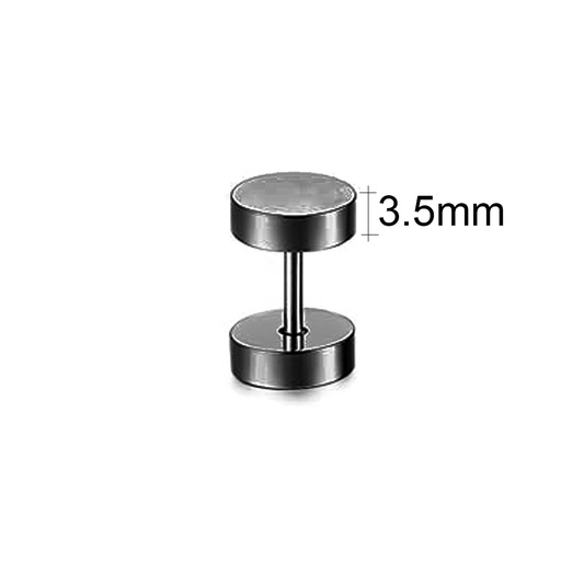 Steel 316L Black Ti-PVD Coated Ear Fake Plug with Disc Thickness 3.5mm - 16GA(1.2mm)  