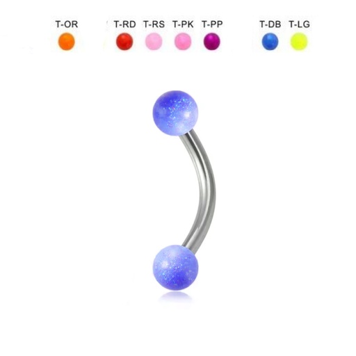 Steel 316L Bananabell With UV Ultra Glitter Screwballs - 14GA(1.6mm) 