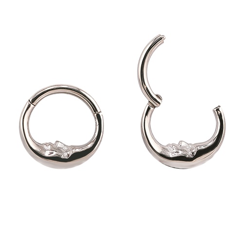 [S-SGM343-1.2-8] Steel 316L Hinged Segment Ring in Moon Face Design