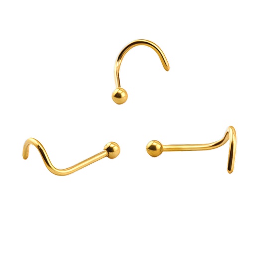[GDT-NSD142-0.8-7] Titanium G23 Gold Ti-PVD Coated Nose Spiral with Ball 