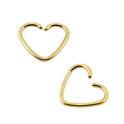 [GDT-BND03] Titanium G23 Gold Ti-PVD Coated  Heart Shape Bendable Twist Hoop Ring