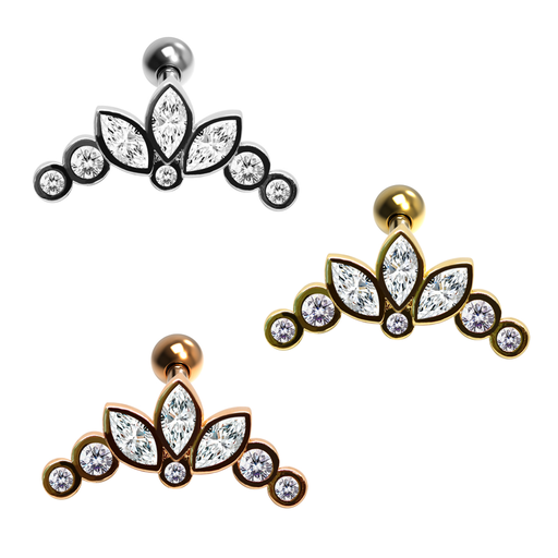 Steel 316L Barbell in Fashion Design with crystals - CC crystal clear