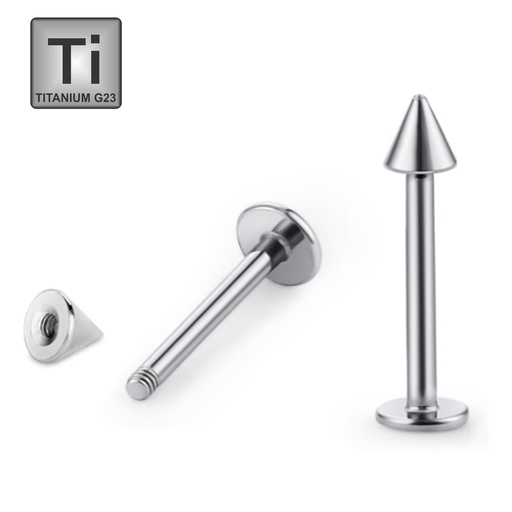 Titanium G23 Labret with 4mm Cone - 14GA (1.6mm)