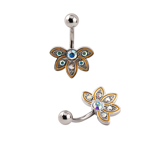 [S-BNC402-1.6-10-5-CR] Steel 316L Belly Button Banana in Fashion Design  