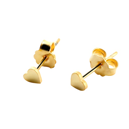 [GDT-EAR597-4mm] Titanium G23/ASTM F-136 Yellow Gold Ti-PVD Coated Ear Stud with Heart Design