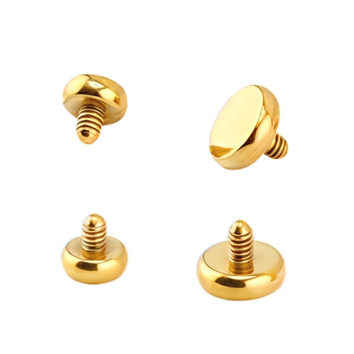 Steel 316L Gold Ti-PVD Coated Round Flat Disc Dermal Anchor - 16GA(1.2mm) 