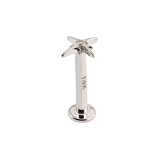 [WG-LAB-INT65-1.2-8-5-SD] 14K White Gold Internally Labret with Synthetic Diamond in Star Shape Top 