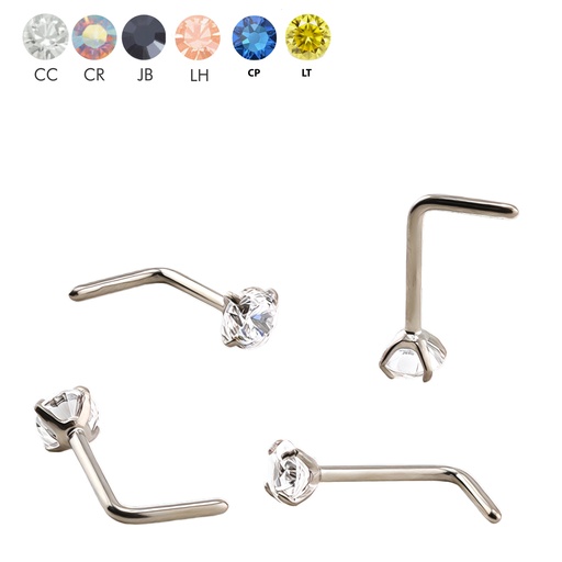 Titanium G23 L Nose Spiral with Round Prong Setting Crystal  