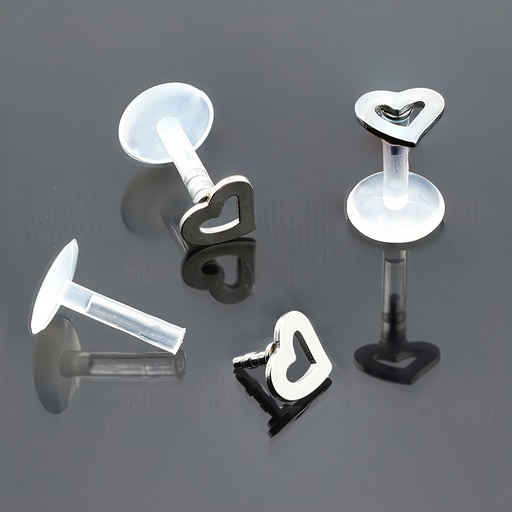 Push-In Bioflex Labret  with Steel 316L Hollow Heart Top 