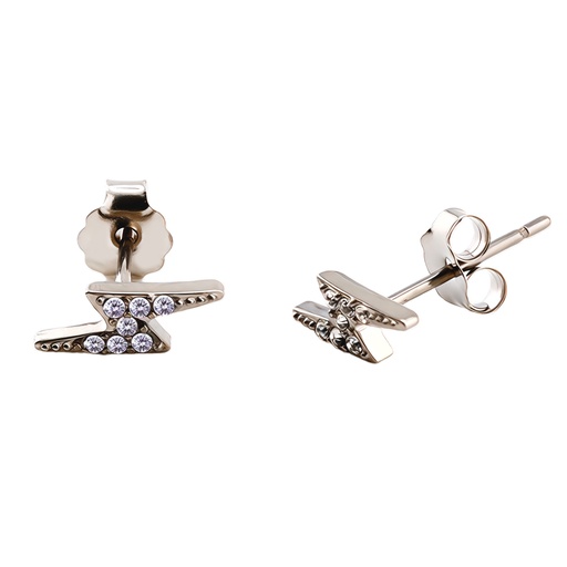 [T-EAR595] Titanium G23/ASTM F-136 Ear Stud in Lightning Design with Crystal