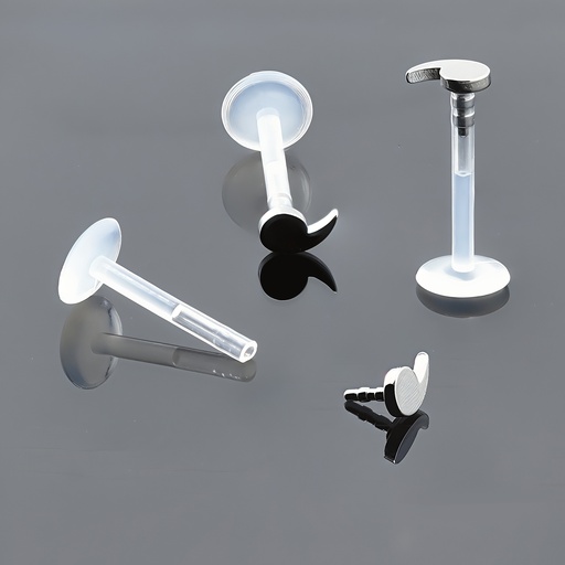 [SA-LAB-PUS25-1.2-10] Push-In Bioflex Labret  with Steel 316L Comma Design Top   