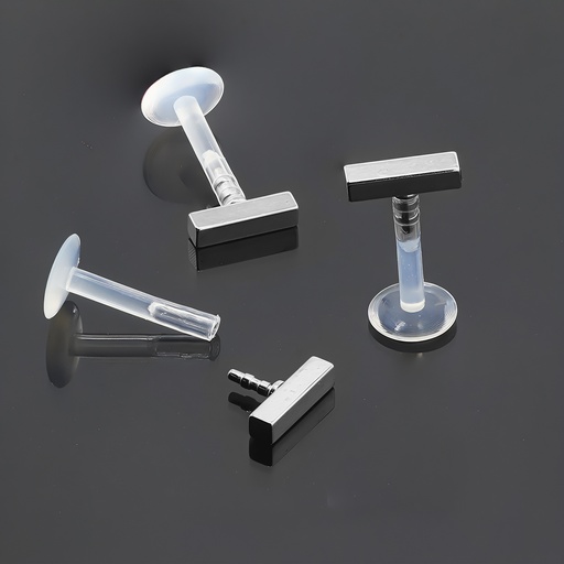 Push-In Bioflex Labret  with Steel 316L Rectangular Bar Top      