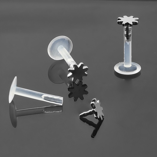 Push-In Bioflex Labret  with Steel 316L Flower Top        