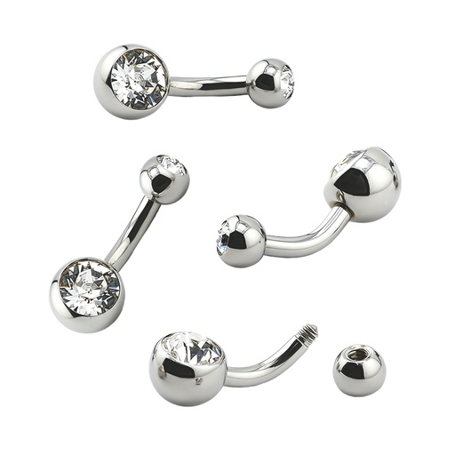 [S-BAN15-1.6-6-4/6-SW] Steel 316L Bananabell with Double Setted Premium Ball (4+6mm)- 14GA(1.6mm)  