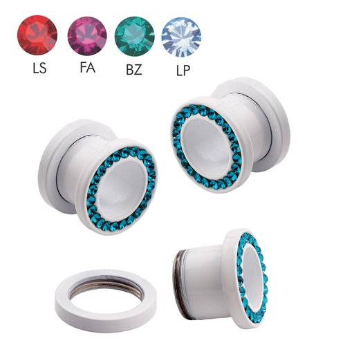 Steel 316L White Ti-PVD Coated Gem Rimmed Tunnel without Epoxy Cover