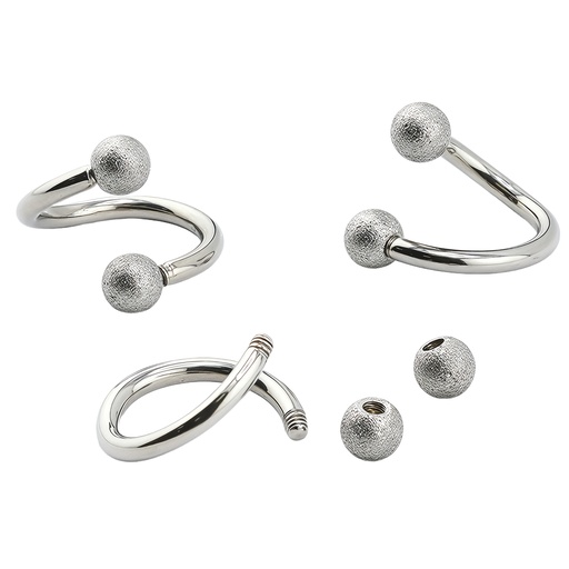 [SS-SPR01-1.6-10-4/4] Steel 316L Spiral with Sandblasted Screwballs - 14GA(1.6mm)  