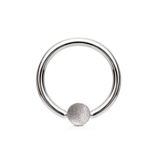 [SS-BCR01-1.2-10-3] Steel 316L BCR with Sandblasted 3mm Clip-in Ball -  16GA(1.2mm)