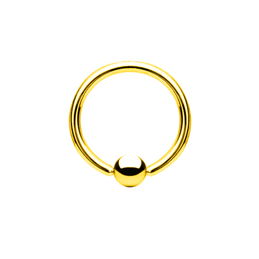Steel 316L Gold Ti-PVD Coated BCR with 4mm Clip-in Ball - 20GA(0.8mm)     