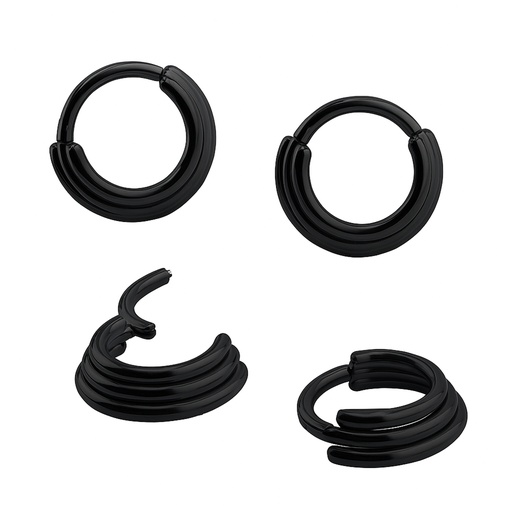 [BKS-SGM345-1.2-8] Steel 316L Black Ti-PVD Stacked Hinged Segment Ring 