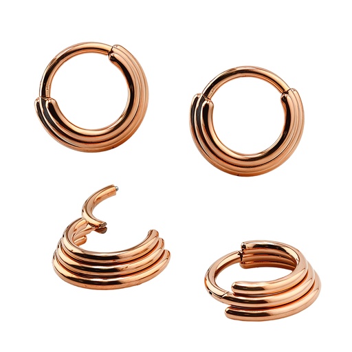 [RGS-SGM345-1.2-8] Steel 316L Rose Gold Ti-PVD Coated  Stacked Hinged Segment Ring  