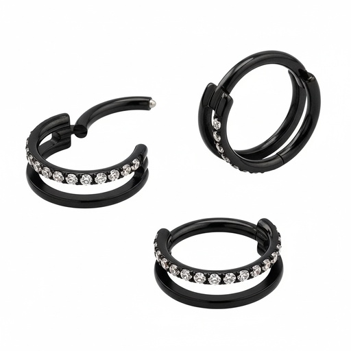 Steel 316L Black Ti-PVD Coated Hinged Segment Rings with sleek, moden Design  