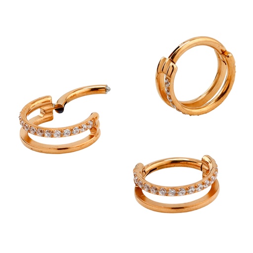 Steel 316L Rose Gold Ti-PVD Coated Hinged Segment Rings with sleek, moden Design    