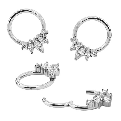 [S-SGM63-16GA(1.2mm)] Steel 316L Hinged Segment Ring with Flower Design  