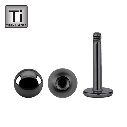 Titanium G23/ASTM F136 Black Ti-PVD Coated Labret with Screwball - 16GA(1.2mm) 